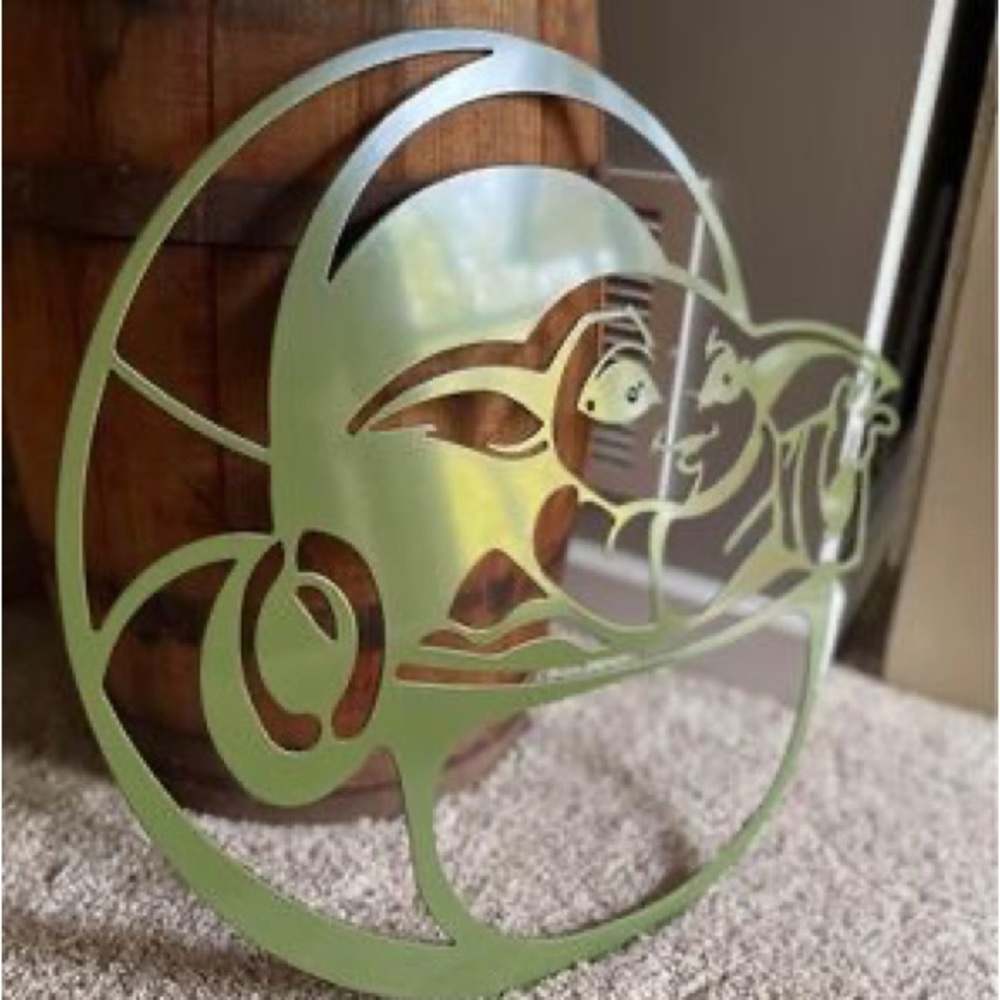 Baby yoda steel wall art